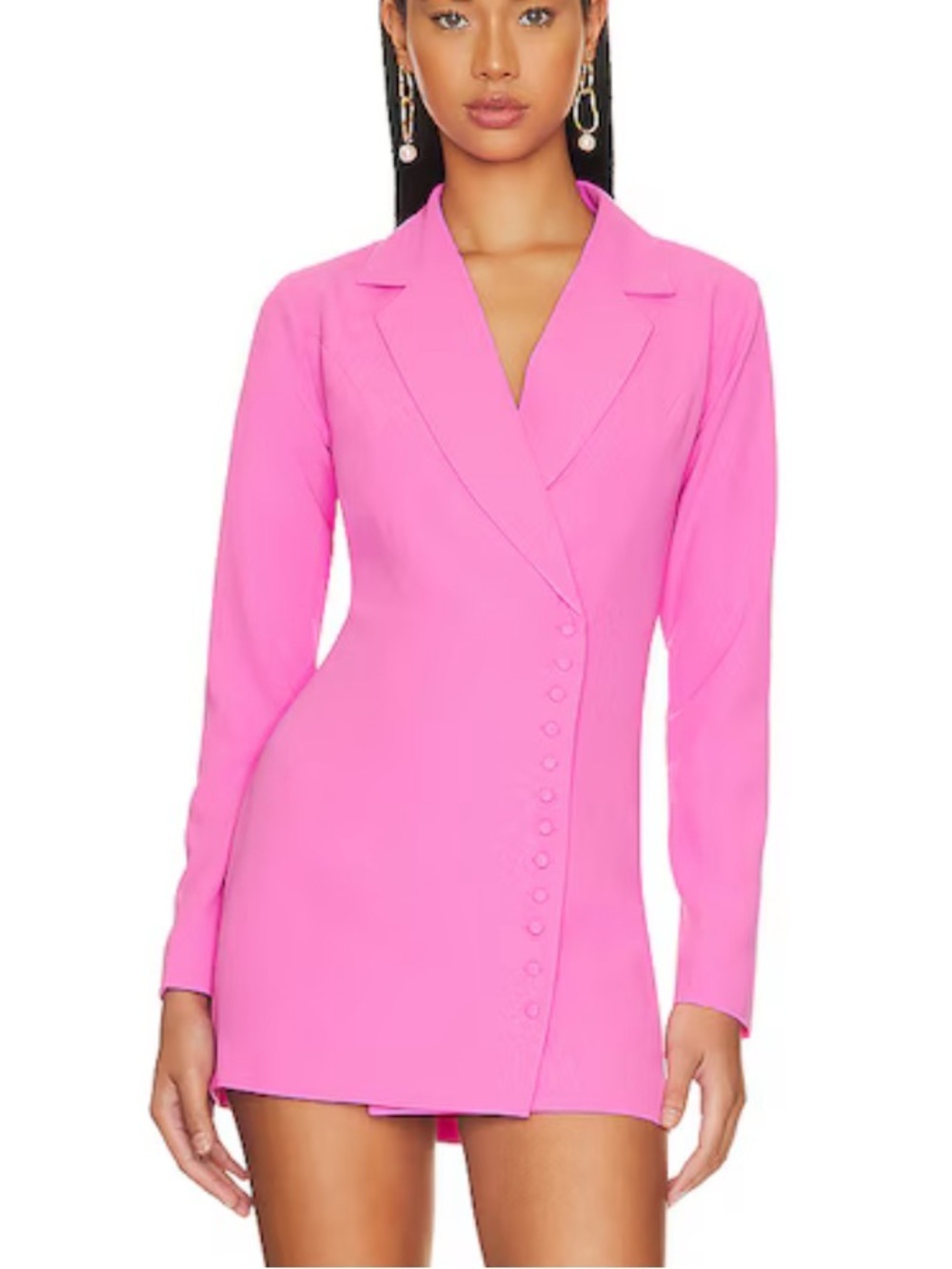 Superdown Armida Button Blazer Dress Hot Pink Tailored mini Revolve M